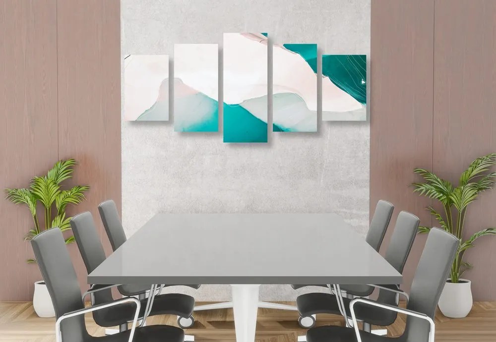 Quadri 5 pezzi – Astrazione laguna blu