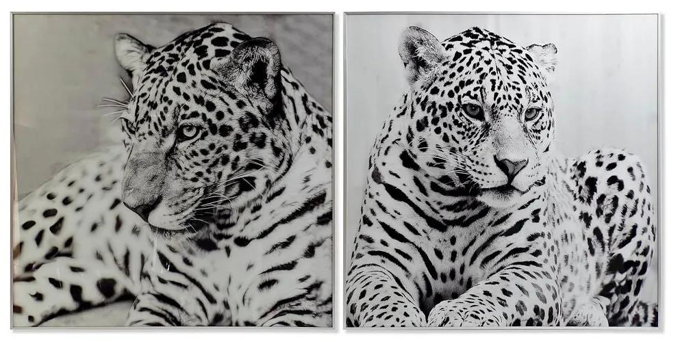 Quadro DKD Home Decor Leopardo Coloniale (100 x 2,5 x 100 cm) (2 Unità)