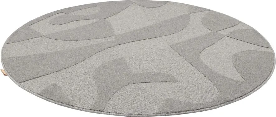 Tappeto rotondo in lana grigia ø 133 cm Morphic Botanica - Agnella