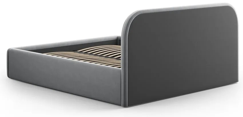 Letto matrimoniale imbottito grigio con contenitore con rete inclusa 140x200 cm Juno – Windsor &amp; Co Sofas