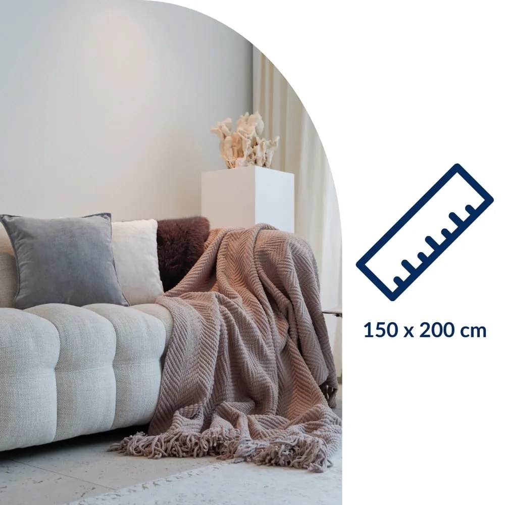 Coperta bianca/beige in ciniglia 130x170 cm Renee – Tiseco Home Studio