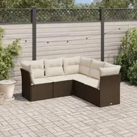 Set Divano da Giardino 5 pz con Cuscini Marrone in Polyrattancod mxl 89429