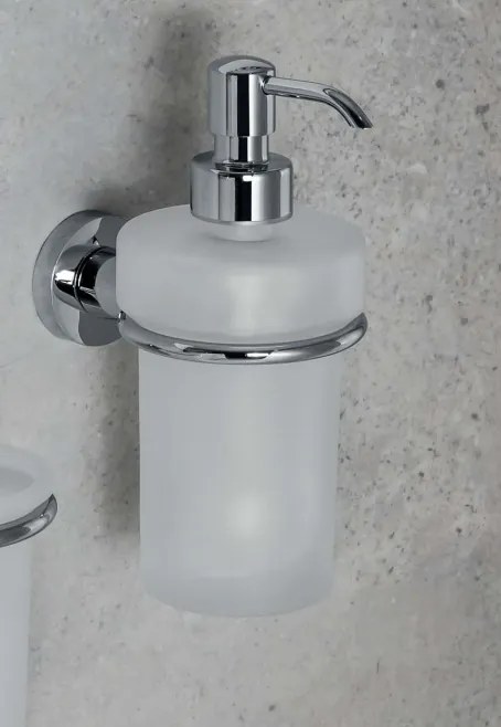 Colombo Basic B9332 dispenser sapone liquido a Muro in Vetro Acidato Naturale cromo