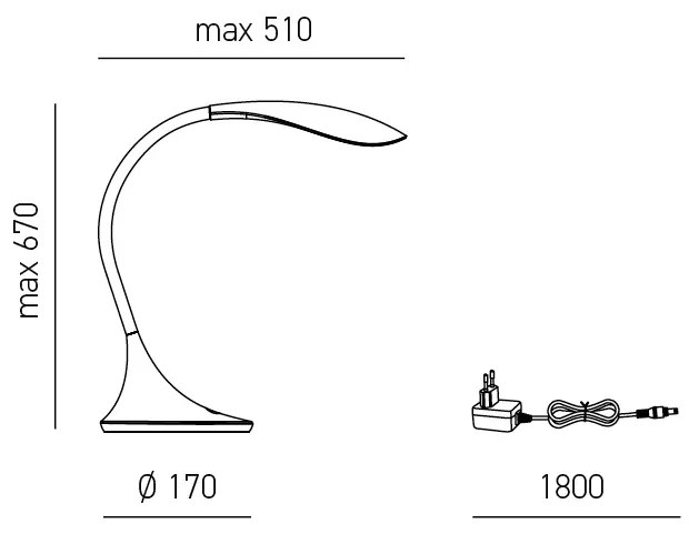 Lampada Da Tavolo Moderna Nunki Silicone E Materie Plastiche Grigio Lucido Led