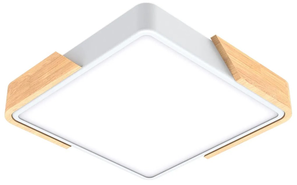 Plafoniera LED Quadrata 18W CCT 30x30cm Legno/Bianco