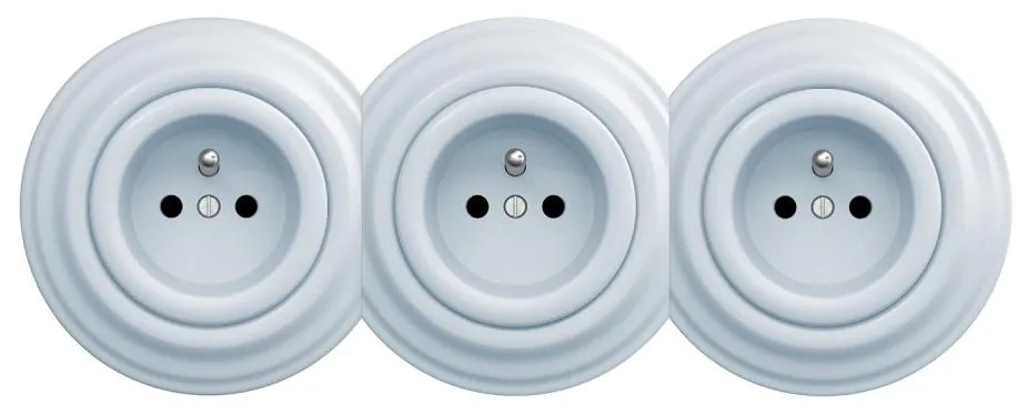 Kliklap - Presa tripla in stile retrò da parete con placca, 230V, blu