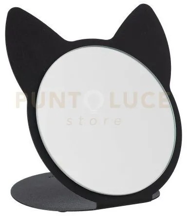 Specchio da tavolo di design cat nero in ferro e vetro per lo specc...