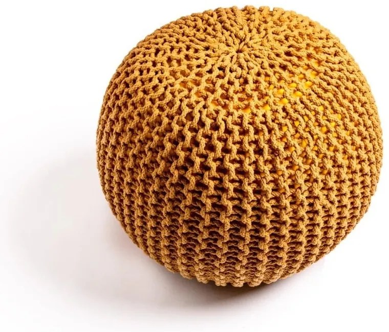 Poggiapiedi giallo con rivestimento in lavorato a maglia Jagger – Bonami Essentials