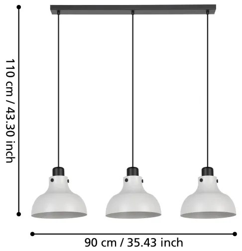 Eglo 43826 - Lampadario a sospensione con filo MATLOCK 3xE27/40W/230V