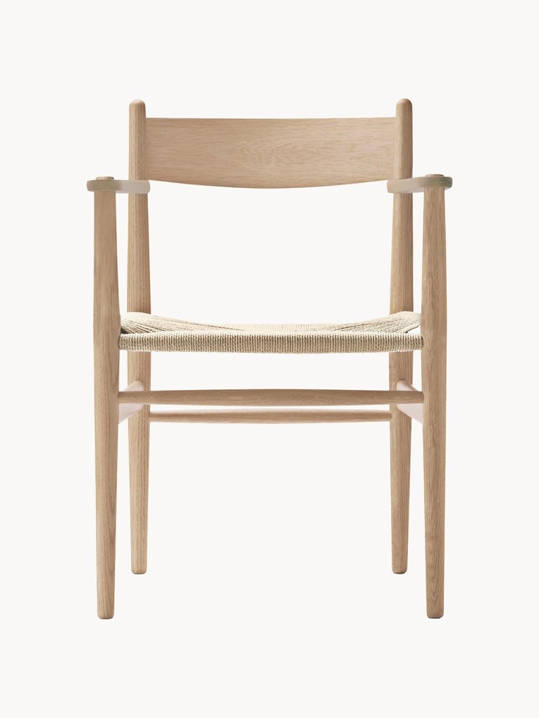 Sedia con braccioli in legno con seduta intrecciata CH37