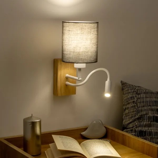 Brilagi - Applique a LED NUBILA WOOD 1xE27/25W/230V + LED/3W quercia/antracite