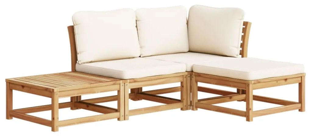 Set salotto da giardino 4pz con cuscini legno massello acacia