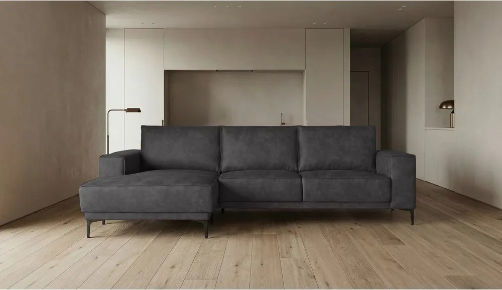 Divano angolare antracite in similpelle (angolo sinistro) Copenhagen - Scandic