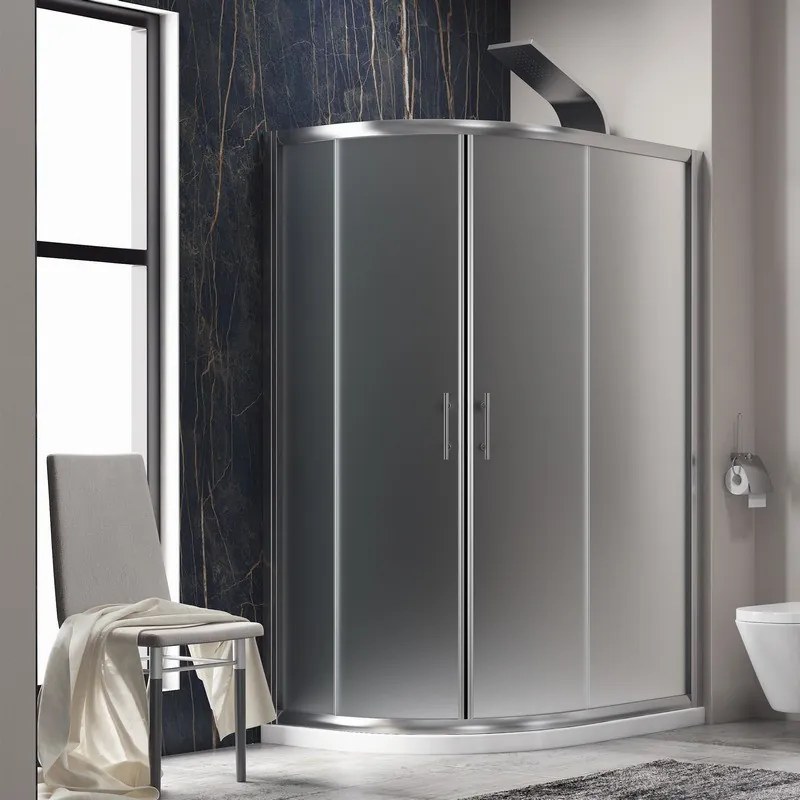 Box doccia stondato 120x90cm vetro opaco KAM-K270 - KAMALU