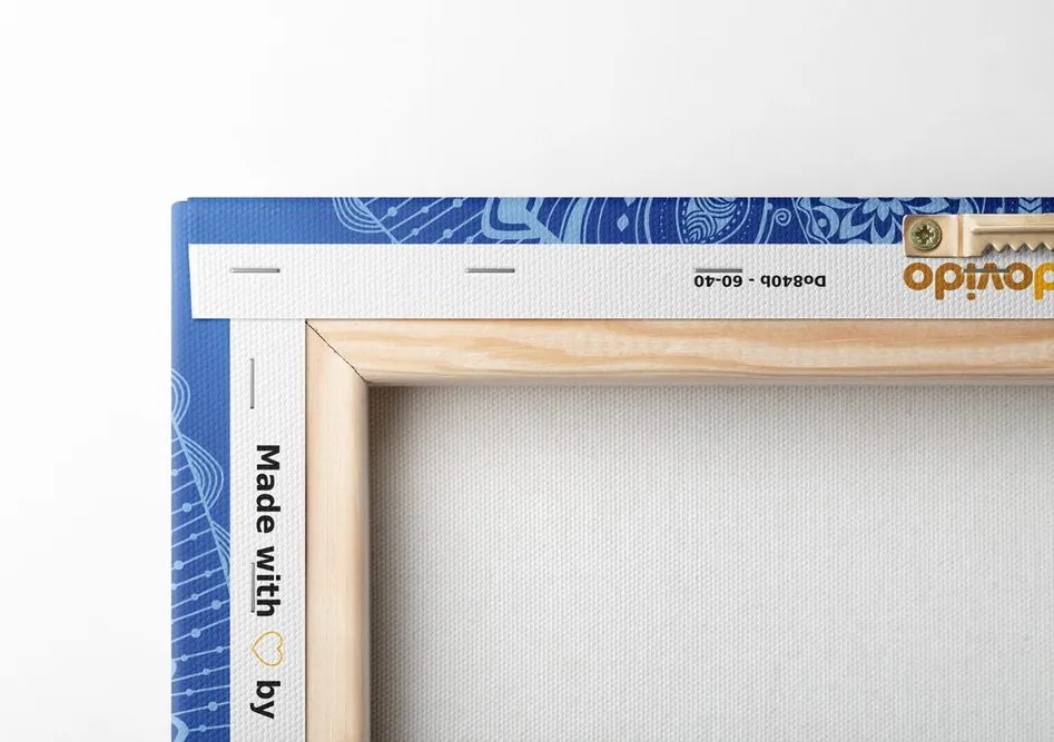 Stampa su tela – Mandala decorativa con pizzo in blu