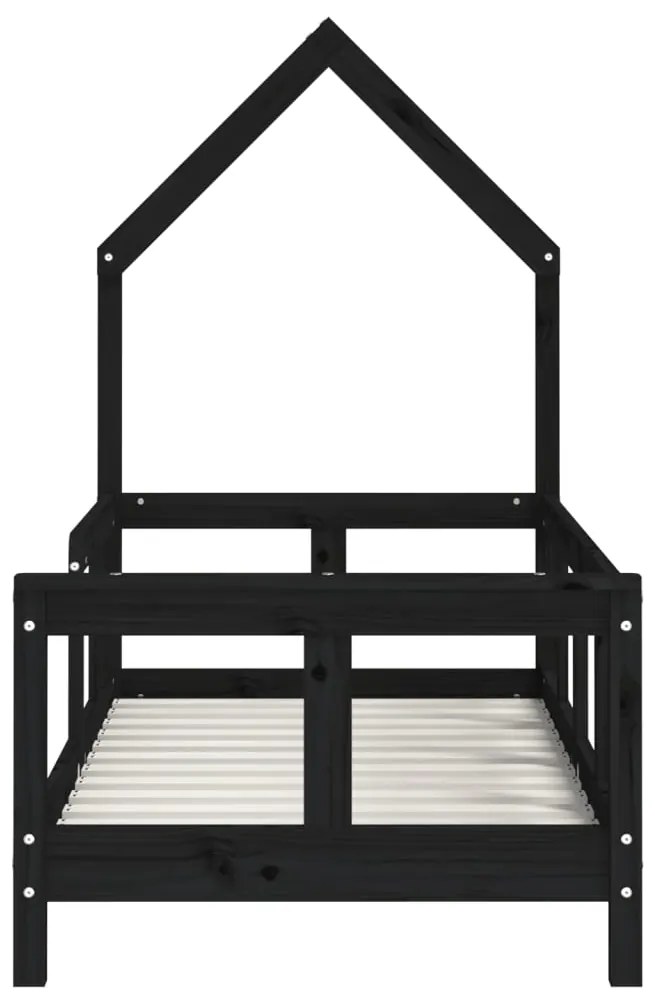 Giroletto per bambini nero 70x140 cm in legno massello di pino