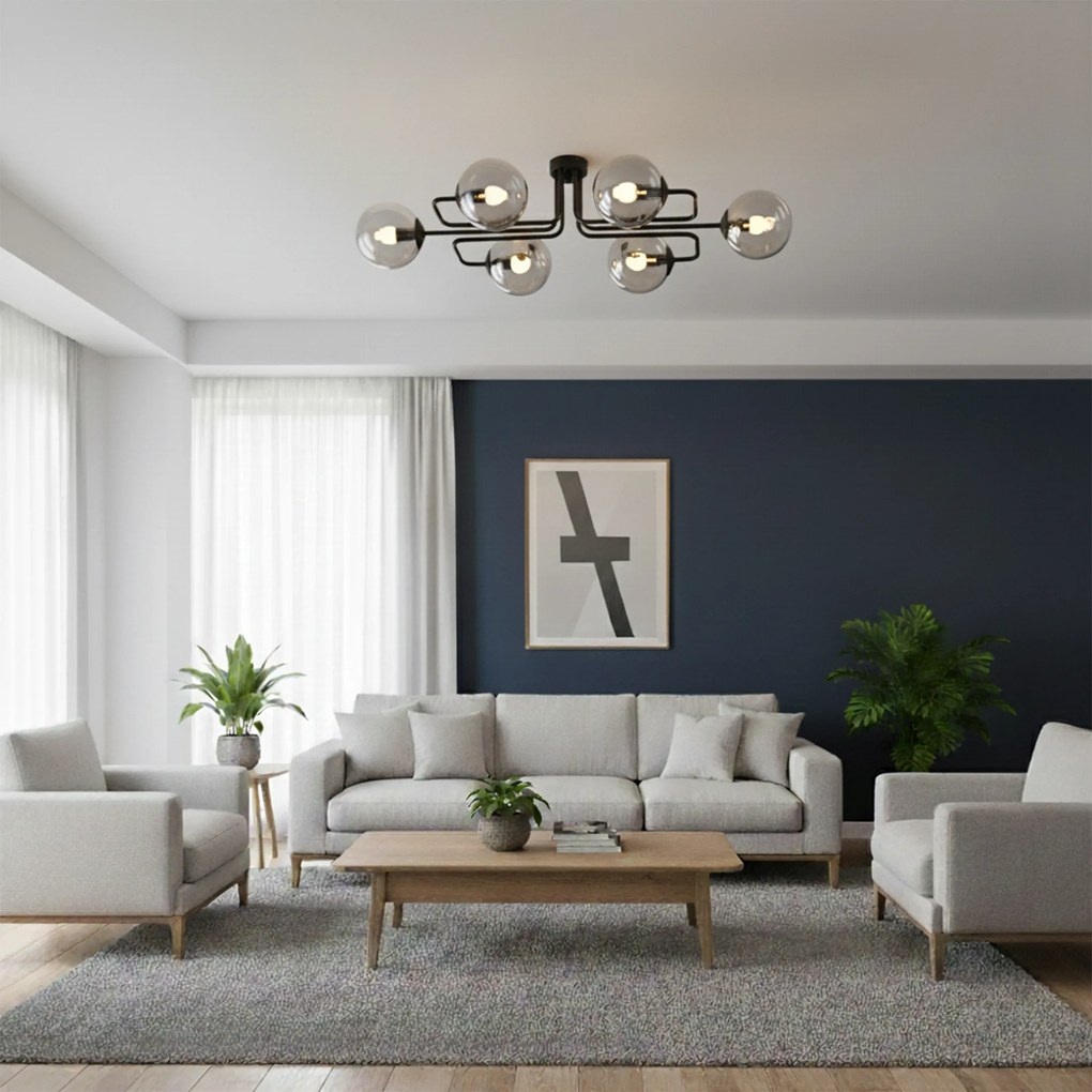 Lampadario da soffitto BRENDI 6 in acciaio e vetro 6xE14