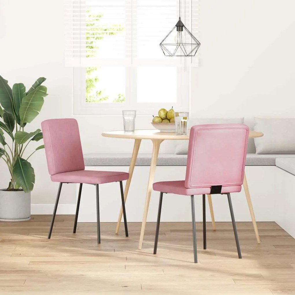 Sedie Da Pranzo 2 Pz Rosa İn Velluto /