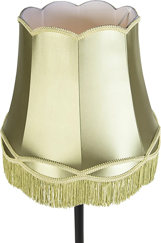 Lampada da terra intelligente nera con paralume Granny verde incl. Wifi A60 - Classico