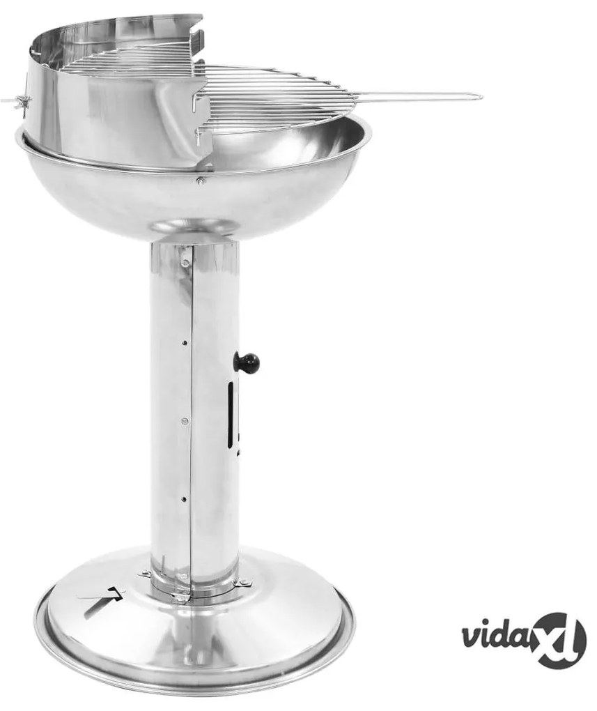 vidaXL Griglia per Barbecue a Carbone con Piedistallo in Acciaio Inox