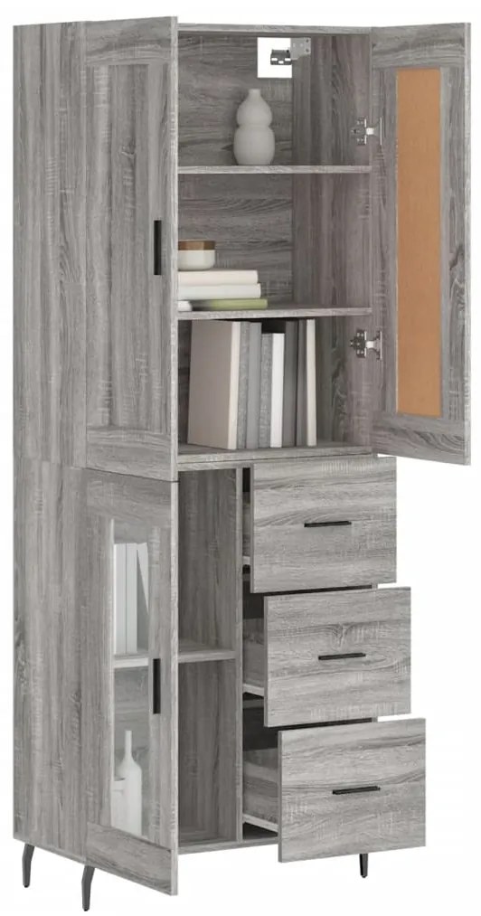 Credenza grigio sonoma 69,5x34x180 cm in legno multistrato