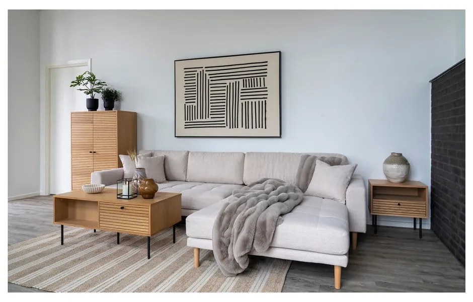 Coperta grigia/beige in pelliccia finta 130x180 cm Galena – House Nordic