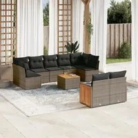 Set Divano da Giardino 10 pz con Cuscini Grigio in Polyrattancod mxl 92984