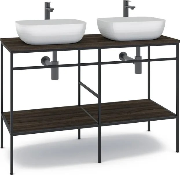 Mobile bagno da terra con lavabo L 120 x H 92 x P 45.5 cm marrone per doppia vasca dx Outline