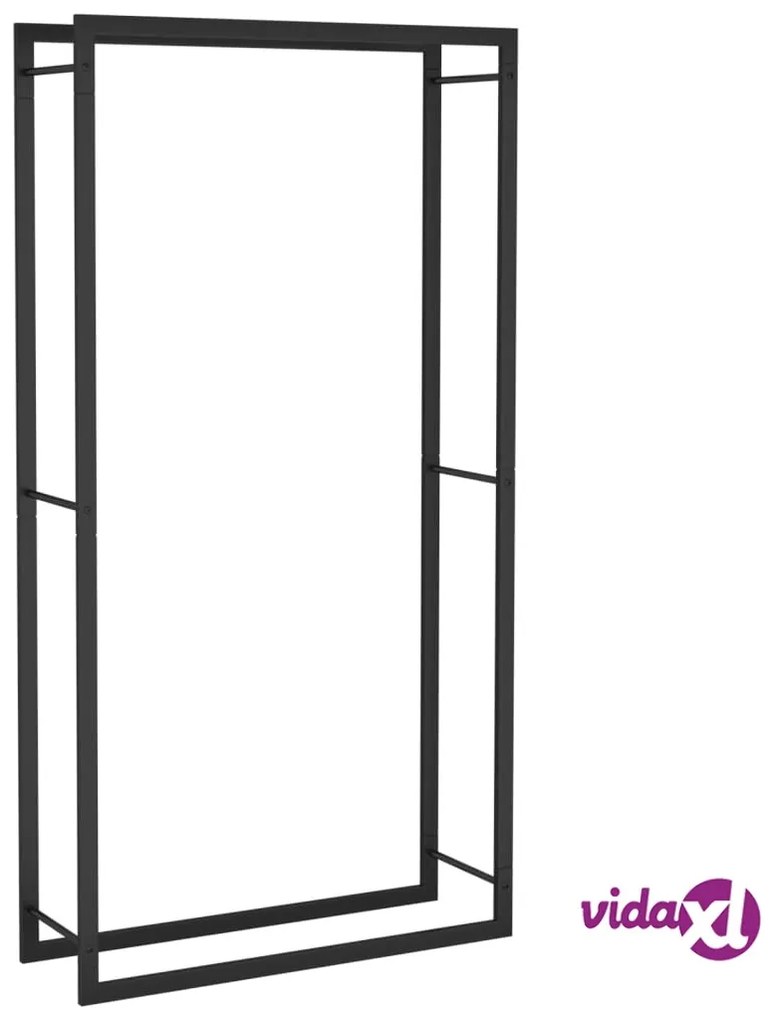 vidaXL Portalegna Nero Opaco 80x28x154 cm in Acciaio