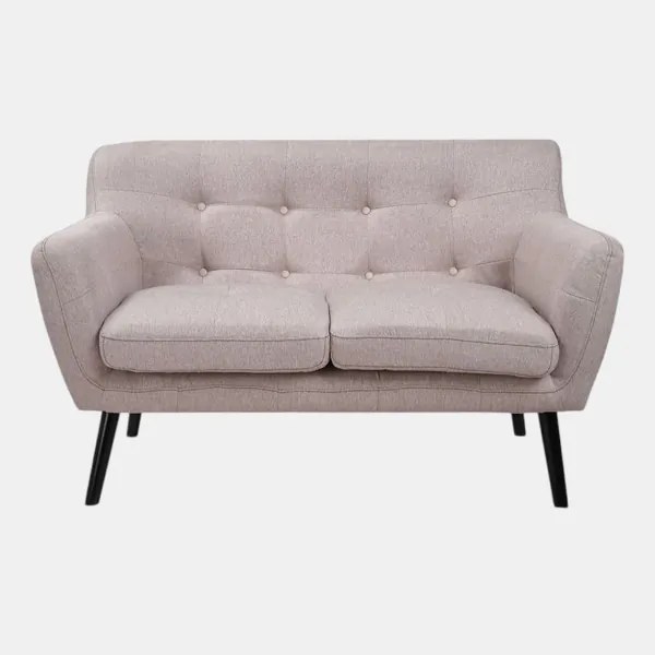 Divano 2 Posti Ellen L130 cm in Tessuto con Gambe Legno - Grigio