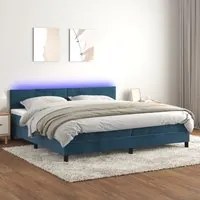 Letto a Molle con Materasso e LED Blu Scuro 200x200 cm 3134307