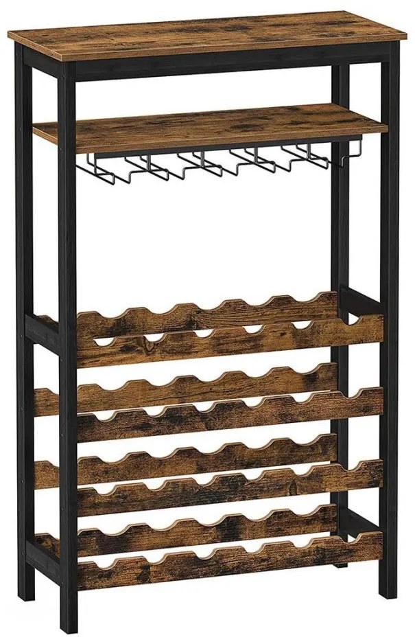 Scaffale multifunzionale per bottiglie e bicchieri NAVARO, marrone/nero