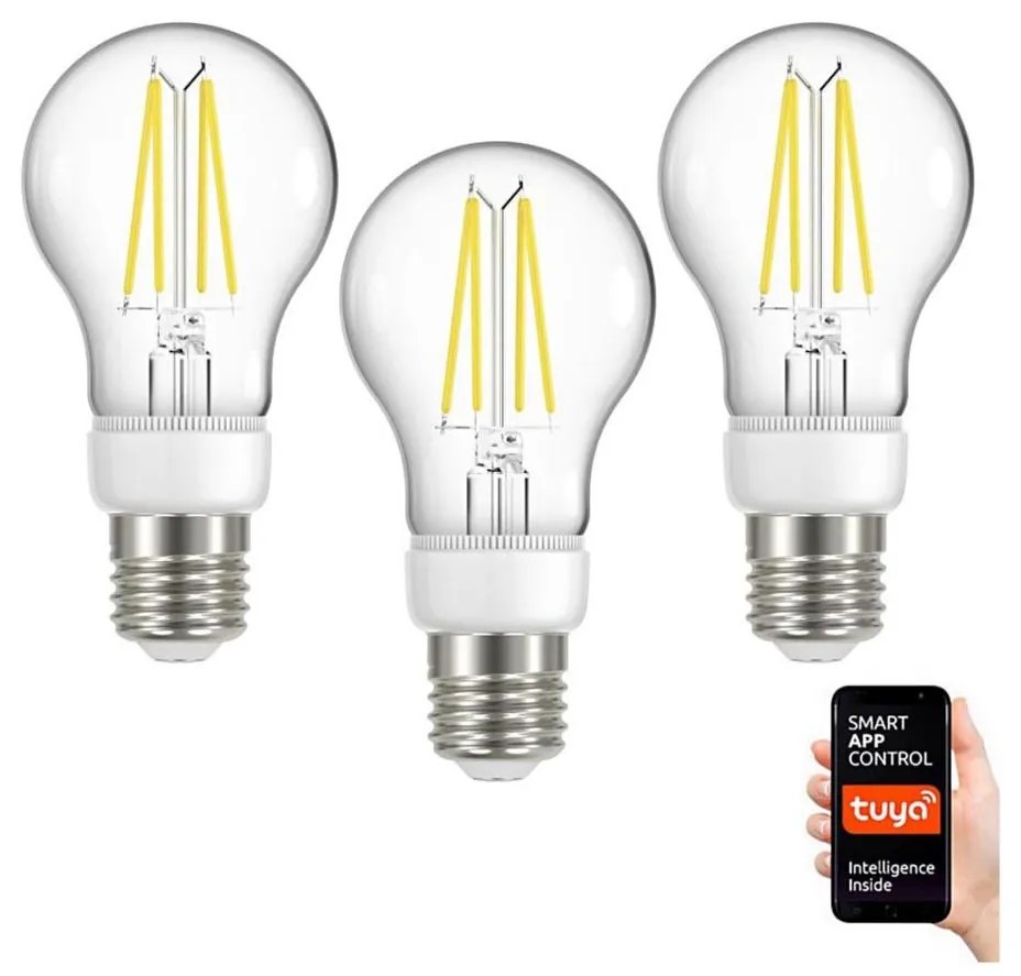 Immax NEO 07713C-SET 3x Lampadina LED dimmerabile NEO LITE E27/7W/230V Wi-Fi Tuya