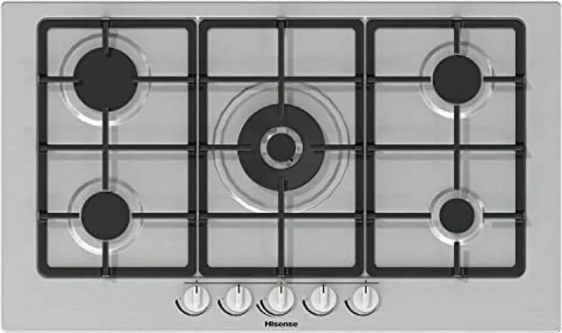 Hisense - GM973XF Piano Cottura Gas 5 Fornelli da Incasso Acciaio Inox 86 cm