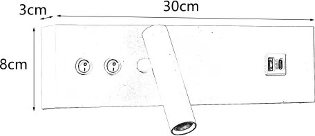 Brilagi-LED Faretto da parete con porta USB NOCTIS LED/3W/230V+LED/9W bianco