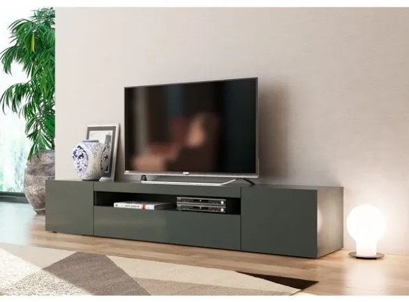 Mobile Porta TV Basso 200x40x36 Con 3 Ante Antracite Laccato Lucido Daiquiri