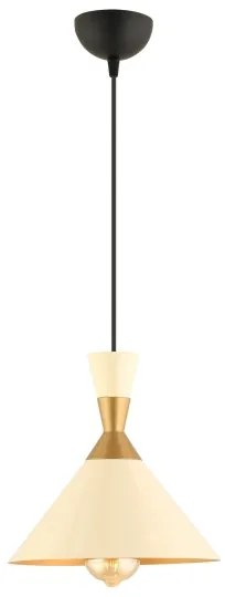 Lampadario a sospensione con cavo MONZA 1xE27/40W/230V Ø 25 cm crema/oro