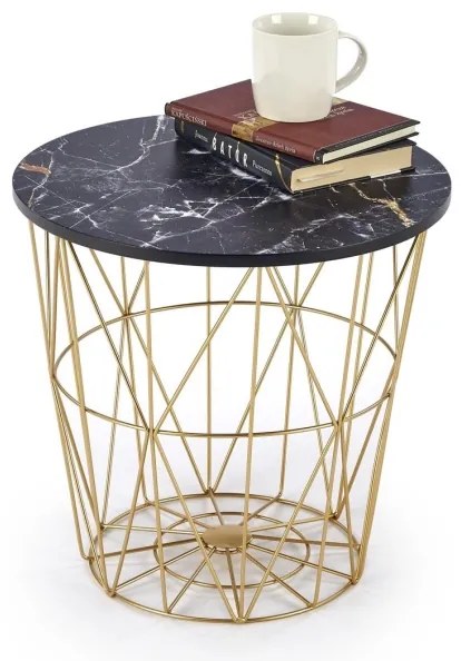Tavolino HARISSA 41x42 cm oro/nero marmor decor