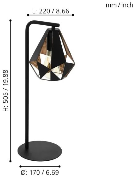 Eglo 43058 - Lampada da tavolo CARLTON 1xE27/60W/230V