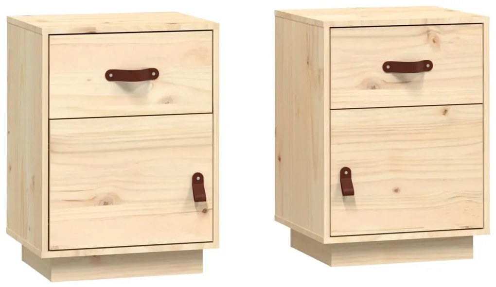 Comodini 2 pz 40x34x55 cm in legno massello di pino