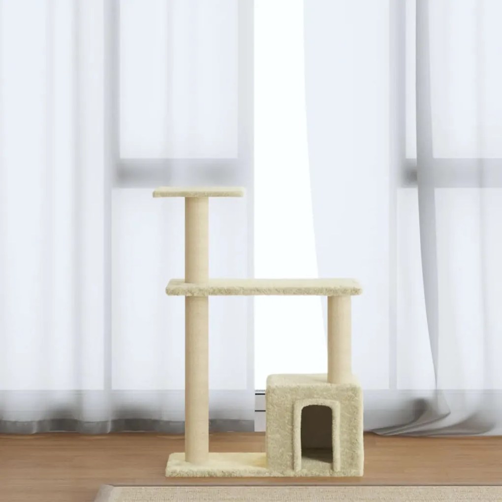 Albero Per Gatti Con Tiragraffi İn Sisal Crema 70 Cm /