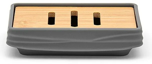 Porta sapone da appoggio grigio in abs e bambù Wave