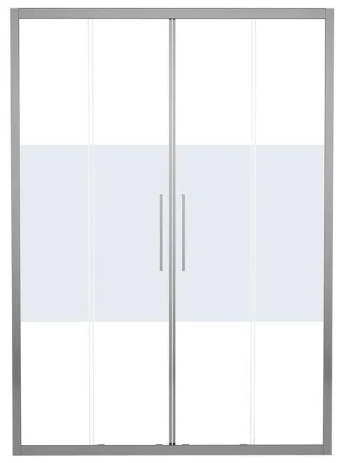 Porta doccia scorrevole Record, L 142-146 cm x H 195 cm x SP 6 mm, profilo cromo, vetro smerigliato