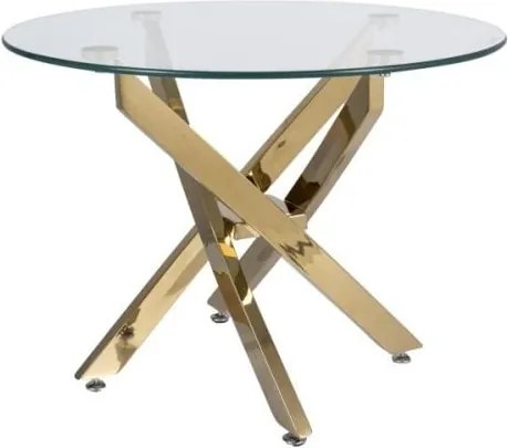Tavolo rotondo Agis A in vetro trasparente/oro - ø60/h45 cm