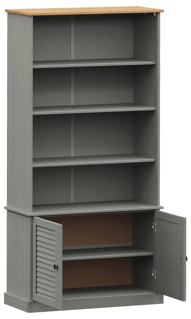 Libreria VIGO 85x35x170 cm in Legno Massello di Pino Grigio