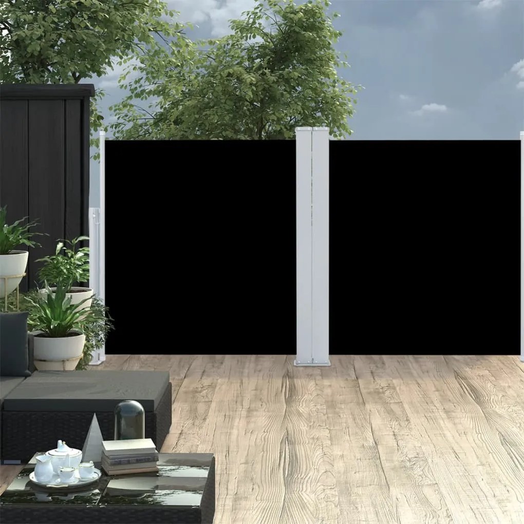 Tenda Da Sole Laterale Retrattile Nera 120x600 Cm /