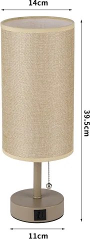 Brilagi - Lampada da tavolo con porta USB TABLON 1xE27/25W/230V beige