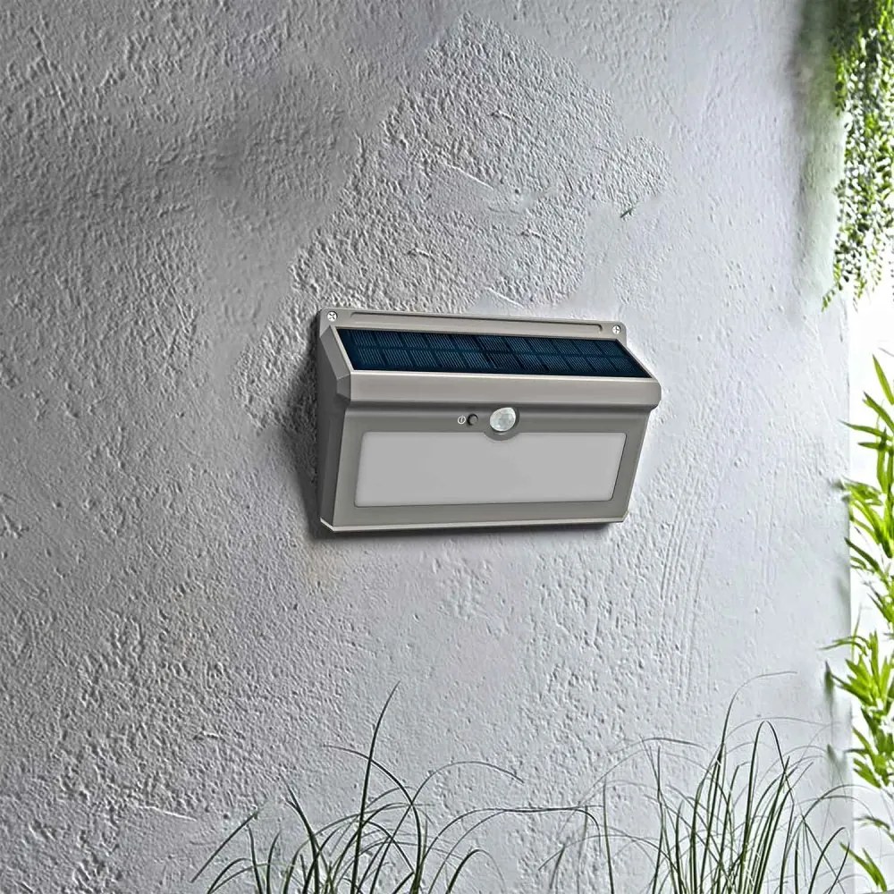 Applique Solare Rettangolare IP65 con Sensore di Movimento, 300 lm Colore Bianco Caldo 3.000K