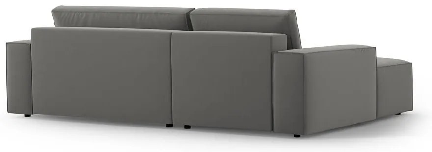 Divano angolare grigio chiaro allungabile/con contenitore (con penisola a sinistra/con chaise lounge) con rivestimento in velluto Jodie – Micadoni
