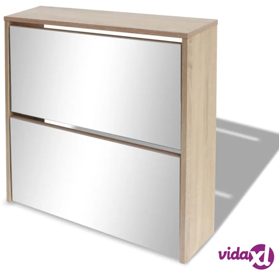 vidaXL Scarpiera con 2 Ripiani e Specchio Colore Rovere 63x17x67 cm